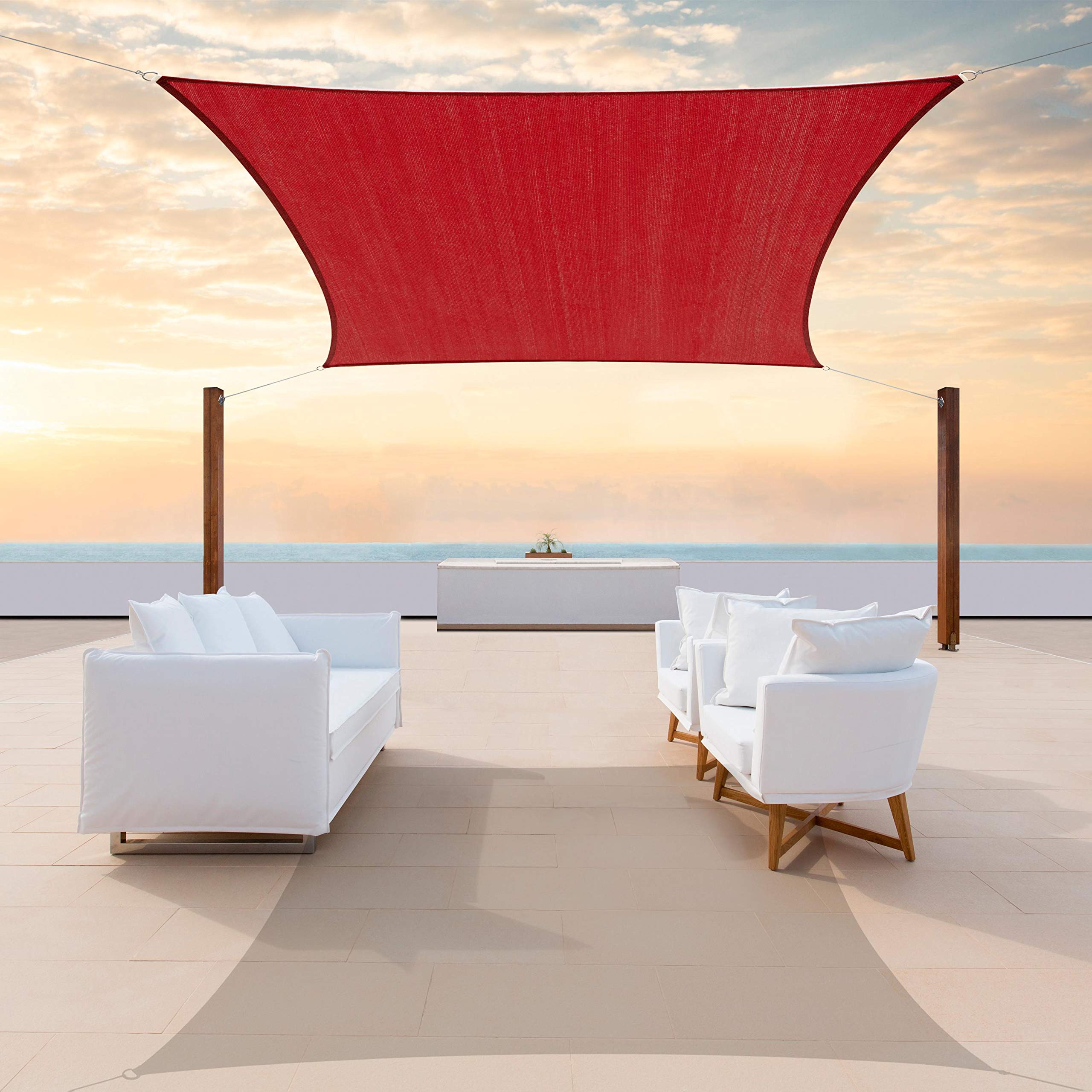 Colourtree Tapr1620 Custom Size 18' X 19' Red Sun Shade Sail Canopy Uv Block Upf50  Rectangle - Commercial Standard Heavy Duty -